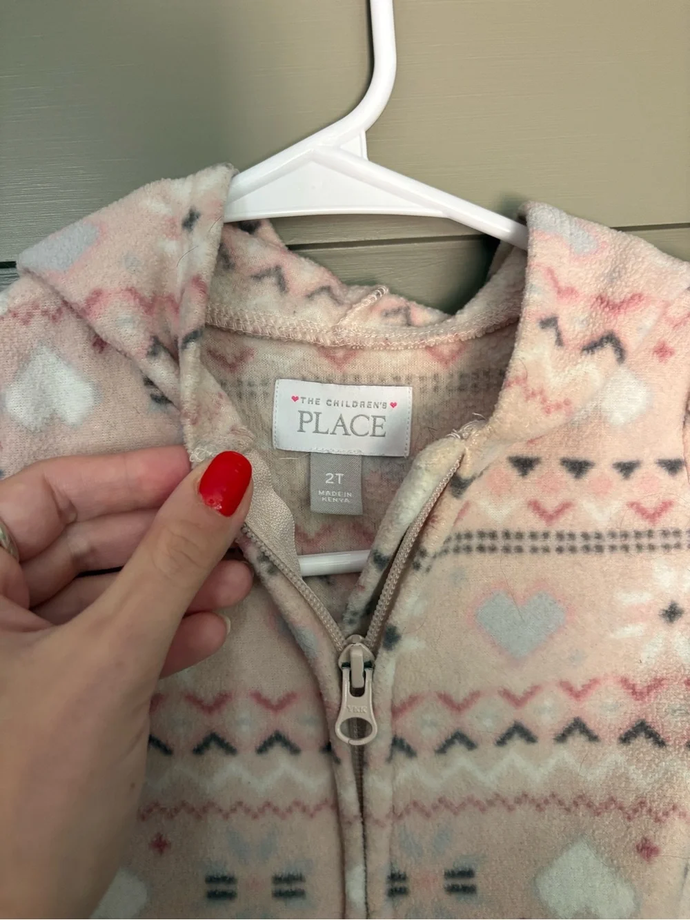 The Children's Place Pink Patterned Hooded Peplum Fleece Jacket